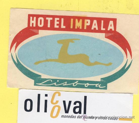Etiquetas antiguas: ETIQUETA  HOTEL-   HOTEL  IMPALA    -LISBOA  -  PORTUGAL  90 X 55 mm