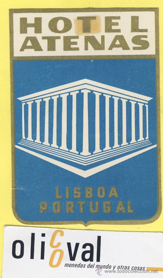 Etiquetas antiguas: ETIQUETA HOTEL- HOTEL ATENAS -LISBOA - PORTUGAL 70 X 110 mm