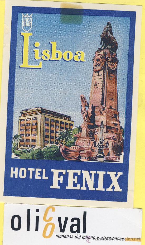 Etiquetas antiguas: ETIQUETA HOTEL- HOTEL FENIX -LISBOA -HUSA- PORTUGAL 75 X 115 mm