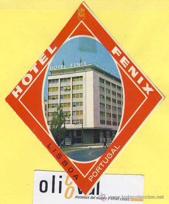 Etiquetas antiguas: ETIQUETA HOTEL- HOTEL FENIX -LISBOA -HUSA- PORTUGAL 135 X 115 mm