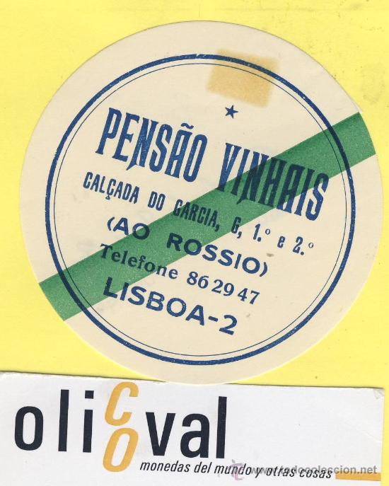 Etiquetas antiguas: ETIQUETA HOTEL- HOTEL PENSAO VINHAIS -LISBOA -TEL. PORTUGAL 75 mm