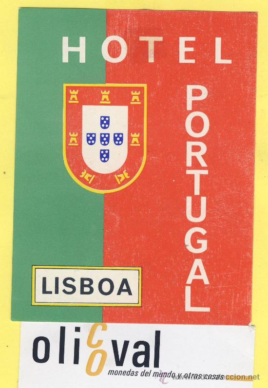 Etiquetas antiguas: ETIQUETA  HOTEL-   HOTEL  PORTUGAL  -LISBOA-TEL. PORTUGAL   75 X 100 mm