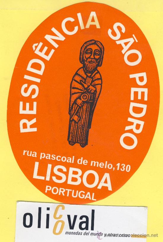Etiquetas antiguas: ETIQUETA  HOTEL-   HOTEL  SAN PEDRO -LISBOA- PORTUGAL  120  mm