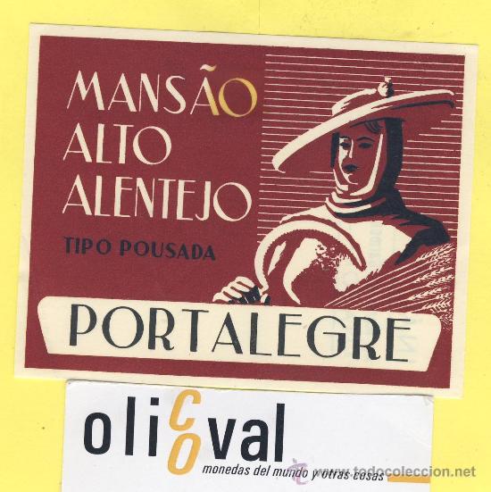 Etiquetas antiguas: ETIQUETA  HOTEL- HOTEL  MANSAO ALTO ALENTEJO -PORTALEGRE  - PORTUGAL   95 X 75  mm