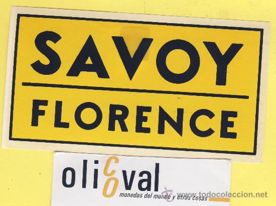 Etiquetas antiguas: ETIQUETA HOTEL-  HOTEL  SAVOY      - FIRENZE   ITALIA    115 X 62  mm