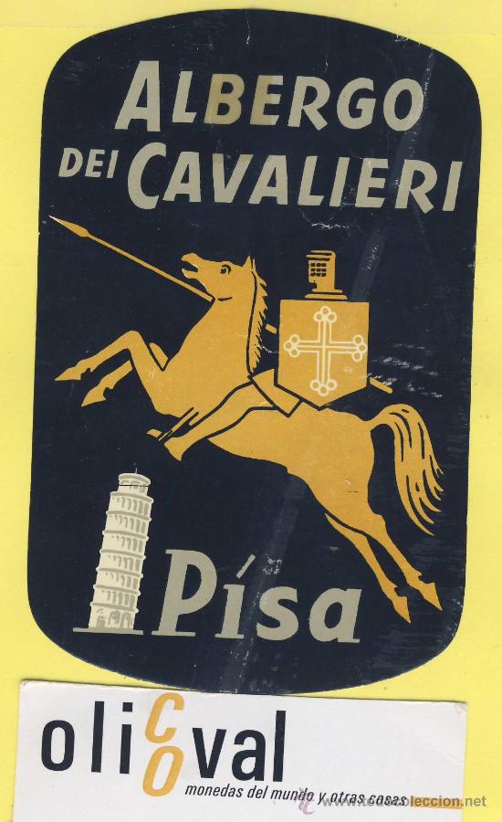 Etiquetas antiguas: ETIQUETA HOTEL-  HOTELI  ALBERGO DEI CAVALIERI   PIZA ITALIA   75 X 120 mm