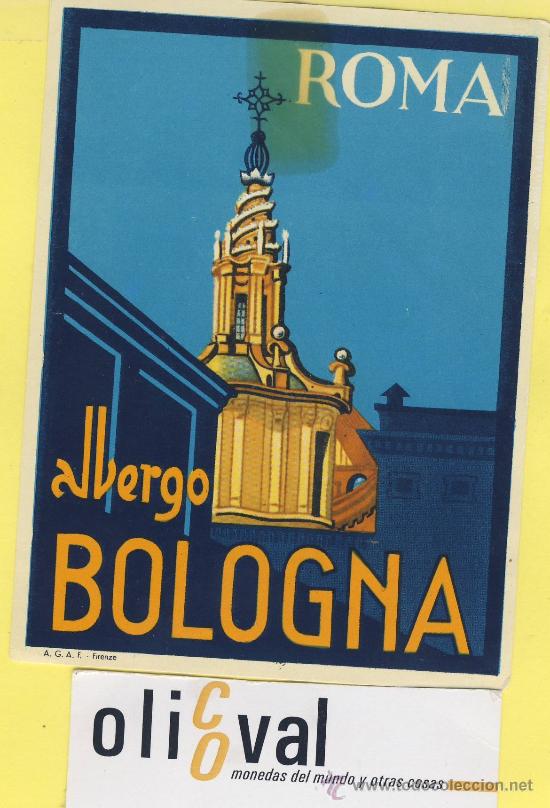 Etiquetas antiguas: ETIQUETA HOTEL-  HOTEL  BOLOGNA  ROMA   ITALIA   122 X 90 mm
