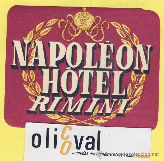 Etiquetas antiguas: ETIQUETA HOTEL- HOTEL NAPOLEON RIMINI ITALIA 95 75 mm