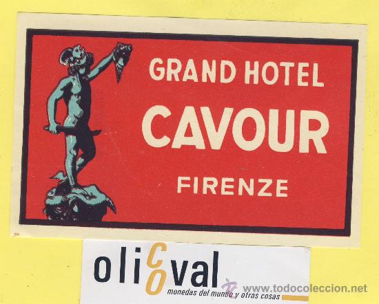 Etiquetas antiguas: ETIQUETA HOTEL- HOTEL CAVOUR FIRENZE ITALIA 120 X 75 mm