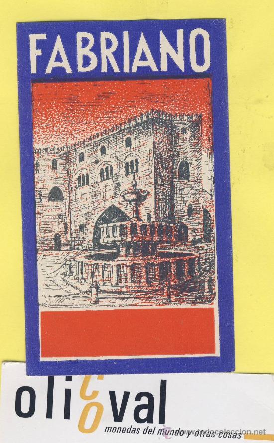 Etiquetas antiguas: ETIQUETA HOTEL-  HOTEL  FABRIANO   ITALIA 58 X 100  mm