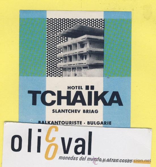 Etiquetas antiguas: Etiqueta Hotel -BULGARIA -BULGARIE HOTEL TCHAIKA -SLANTCHEV BRIAG-58 X 62 mm
