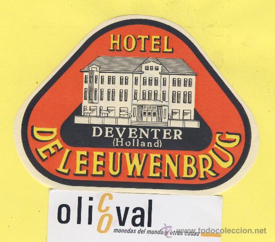 Etiquetas antiguas: Etiqueta Hotel -HOLANDA HOLLAND -  HOTEL  DEVENTER  DELEEUWENBRUG- 125 X 85 mm -