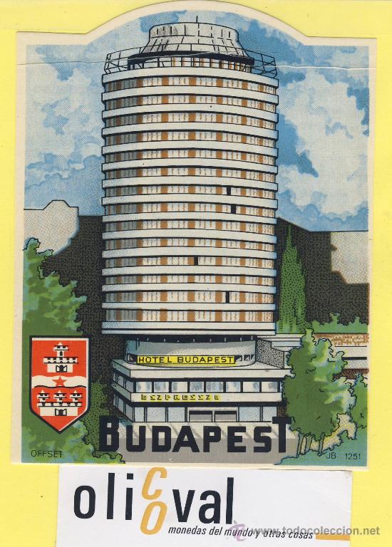 Etiquetas antiguas: Etiqueta Hotel -HUNGRIA HONGRIE -  HOTEL BUDAPEST 125 X 95 mm -FIRMADA TROQUEL