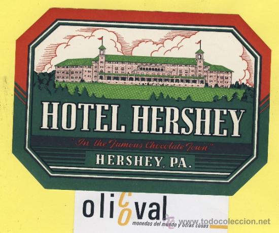 Etiquetas antiguas: ETIQUETA  HOTEL-INGLATERRA REINO UNIDO UK HERSHEY HERSHEY,PA.  130 X 92 mm