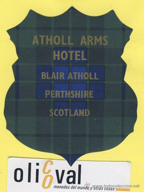 Etiquetas antiguas: ETIQUETA  HOTEL-INGLATERRA REINO UNIDO UK ATHOLL ARMS PERTHSHIRE SCTLAND    85 mm
