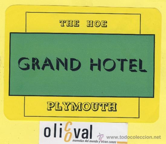 Etiquetas antiguas: ETIQUETA  HOTEL-INGLATERRA REINO UNIDO UK  GRAAND HOTEL PLYMOUTH    135  X 100 mm