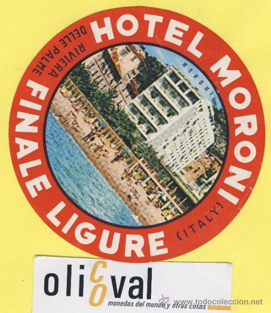 Etiquetas antiguas: ETIQUETA  HOTEL-ITALIA ITALY -HOTEL MORONI FINALE LIGURE   100  mm