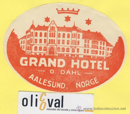 Etiquetas antiguas: ETIQUETA  HOTEL-NORUEGA-NORGE-GRAN HOTEL AALESUND 126 mm