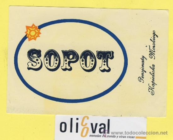 Etiquetas antiguas: ETIQUETA  HOTEL-POLONIA-POLSKA -POZMAN-HOTEL SOPORT MORSKIEGO  135 X 90 mm