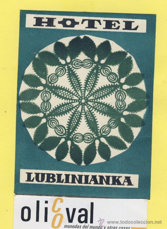 Etiquetas antiguas: ETIQUETA  HOTEL-POLONIA-POLSKA -POZMAN-HOTEL LUBLINIANKA  80 X 105 mm