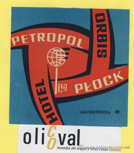 Etiquetas antiguas: ETIQUETA  HOTEL-POLONIA-POLSKA -POZMAN-HOTEL PETROPOL  JACHOWICZA  90 X 87 mm