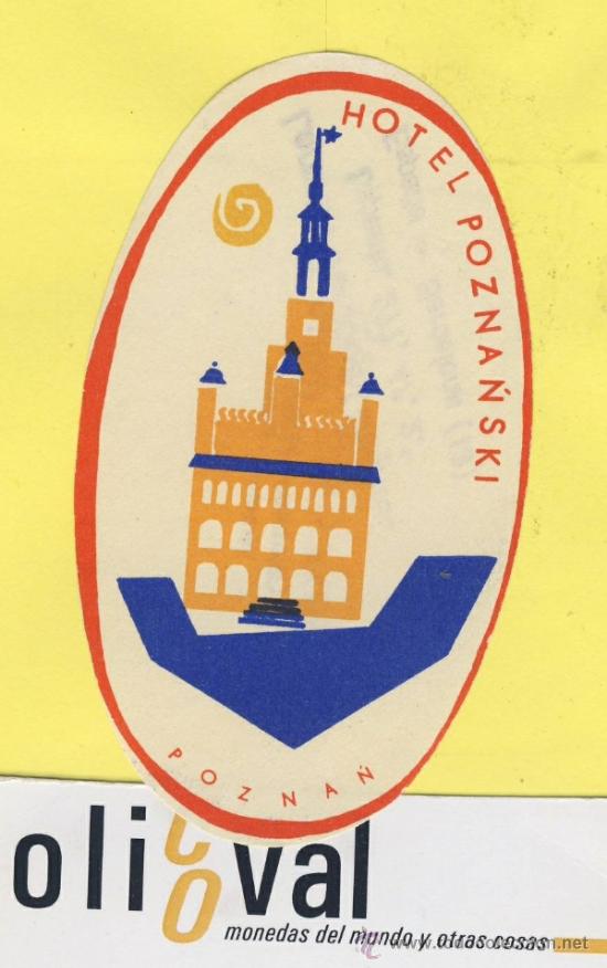 Etiquetas antiguas: ETIQUETA  HOTEL-POLONIA-POLSKA -POZMAN-HOTEL AVION POZNANSKI  95 X 55 mm