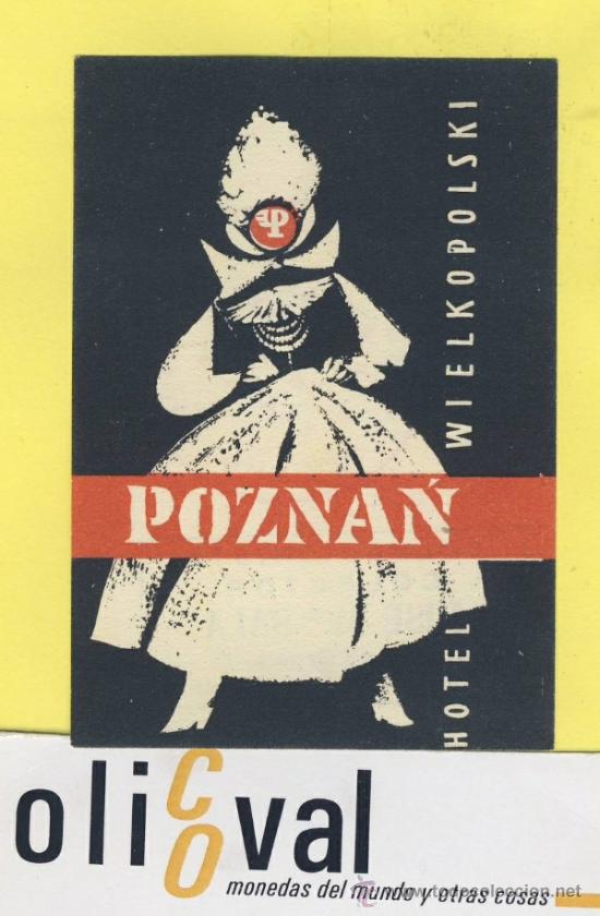 Etiquetas antiguas: ETIQUETA  HOTEL-POLONIA-POLSKA -POZMAN-HOTEL WIELKOPOLSKI  58 X 80 mm