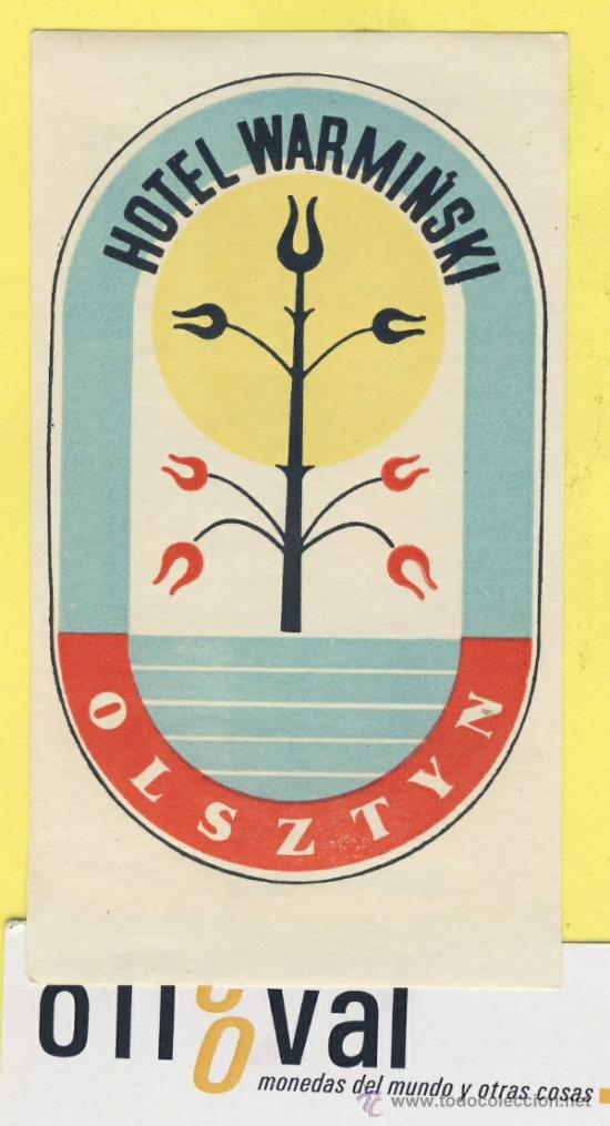 Etiquetas antiguas: ETIQUETA  HOTEL-POLONIA-POLSKA -POZMAN-HOTEL WARMINSKI OLSZTYN  105 X  mm