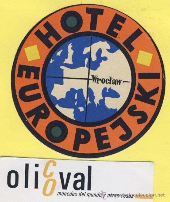 Etiquetas antiguas: ETIQUETA  HOTEL-POLONIA-POLSKA -POZMAN-HOTEL EUROPEJSKI   75 mm