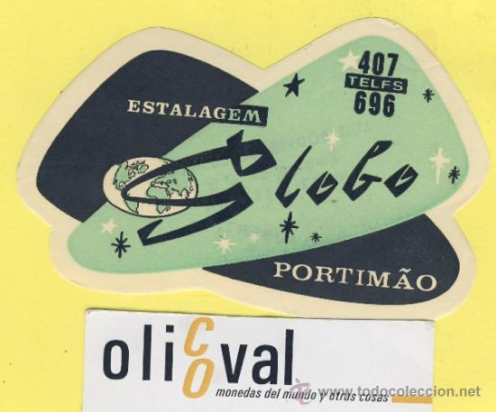 Etiquetas antiguas: ETIQUETA HOTEL-PORTUGAL- HOTEL GLOBO PORTIMAO TEL. 115 mm TROQUEL