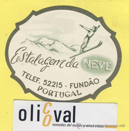 Etiquetas antiguas: ETIQUETA  HOTEL-PORTUGAL- HOTEL   NEVE  FUNDAO TEL.  85 mm TROQUEL