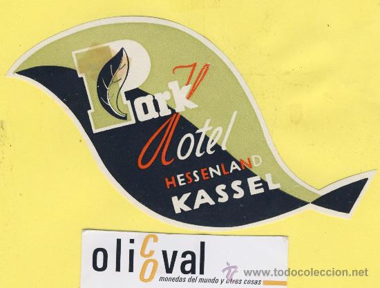 Etiquetas antiguas: ETIQUETA HOTEL -ALEMANIA-KASSEL - HOTEL HESSENLAND -TROQUEL 145 mm