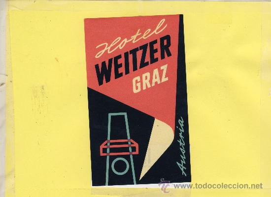 Etiquetas antiguas: ETIQUETA HOTEL -AUSTRIA GRAZ  - HOTEL  WITZER  105 X 85 mm