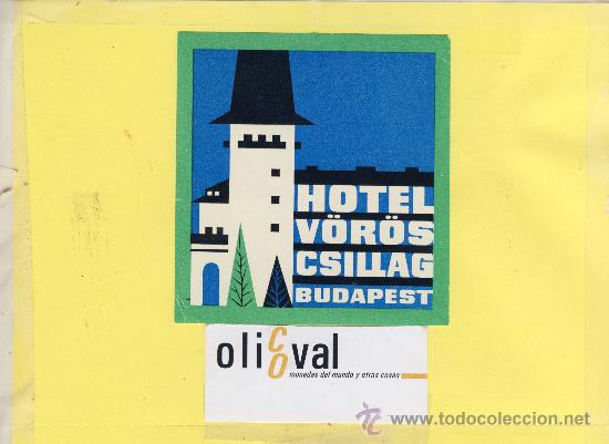 Etiquetas antiguas: ETIQUETA HOTEL -HUNGRIA -BUDAPEST HOTEL V&Ouml;ROS CSILLAG 95 X 102 mm