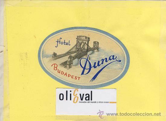 Etiquetas antiguas: ETIQUETA HOTEL -HUNGRIA -BUDAPEST - HOTEL DUNA  TROQUEL 120 mm