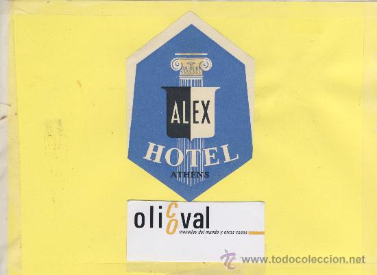 Etiquetas antiguas: ETIQUETA HOTEL -GRECIA -HOTEL ALEX-ATHENS -ATENAS - 73 X 105 mm