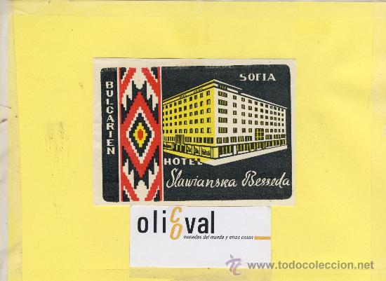 Etiquetas antiguas: ETIQUETA HOTEL -BULGARIA -HOTEL SLAWIANSKA BESSEDA - SOFIA - 62 X 56 mm