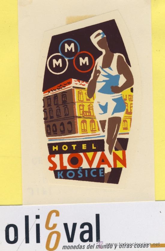 Etiquetas antiguas: ETIQUETA  HOTEL -Republica Checa- Checoslovaquia-Hotel Slovan  -kosice  60 x 92 mm