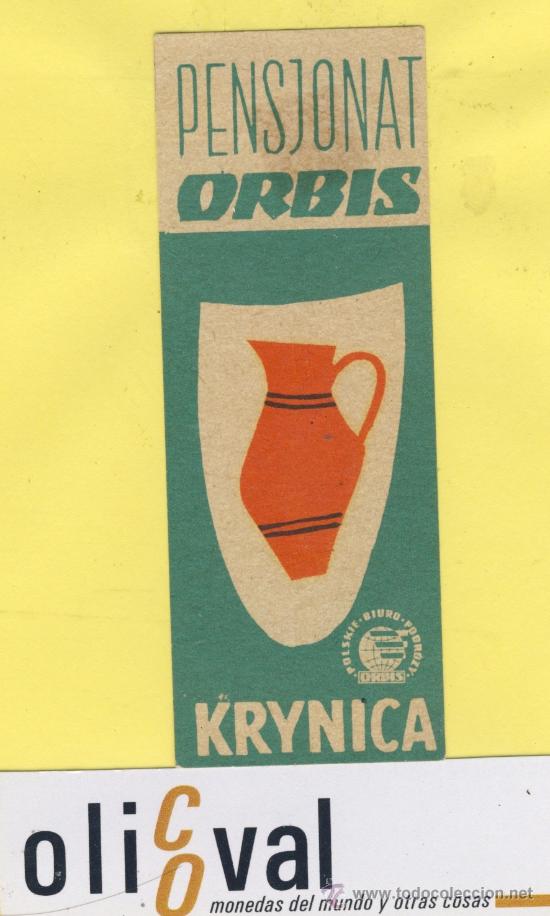 Etiquetas antiguas: ETIQUETA  HOTEL -Republica Checa- Checoslovaquia-pensionat krynica 110 x 38mm