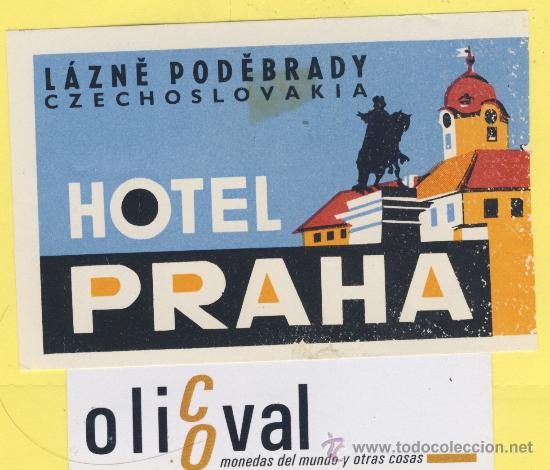 Etiquetas antiguas: ETIQUETA  HOTEL -Republica Checa- Checoslovaquia-hotel praha lazn&eacute; podebrady 100 x 65 mm