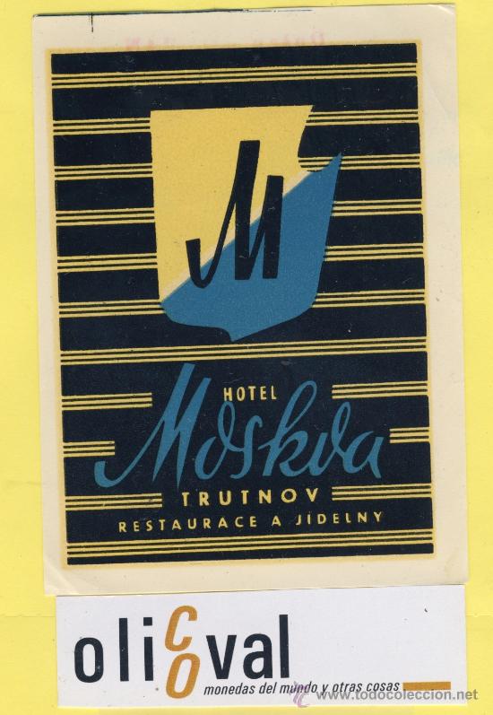 Etiquetas antiguas: ETIQUETA  HOTEL -Republica Checa- Checoslovaquia-hotel moskva trutnov 84 x 104 mm