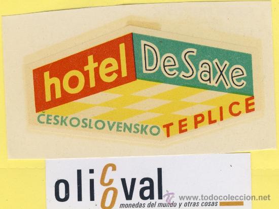 Etiquetas antiguas: ETIQUETA  HOTEL -Republica Checa- Checoslovaquia-hotel de saxe teplice 105 x 60 mm