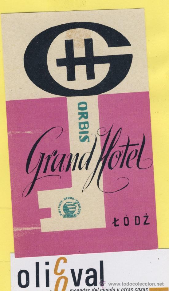 Etiquetas antiguas: ETIQUETA  HOTEL -Republica Checa- Checoslovaquia-hotel gran hotel  lodz 118 x 70 mm