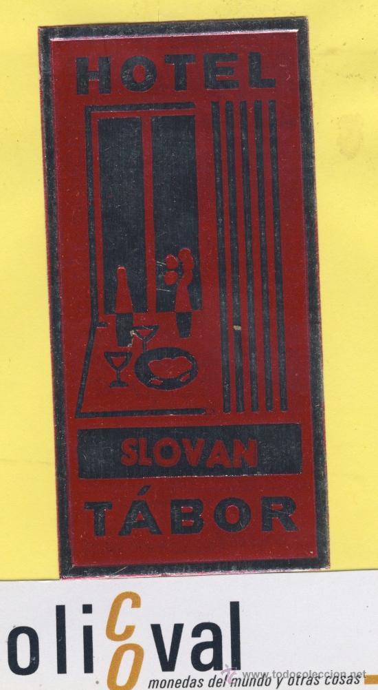 Etiquetas antiguas: ETIQUETA  HOTEL -Republica Checa- Checoslovaquia-hotel slovan  tabor 50 x 100mm