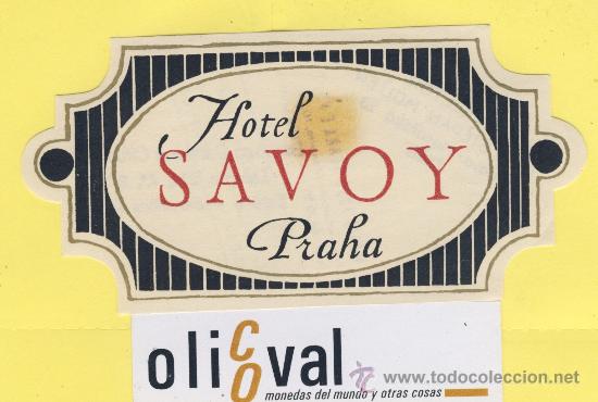 Etiquetas antiguas: ETIQUETA  HOTEL -Republica Checa- Checoslovaquia- HOTEL SAVOY  PRAHA 125 X 60 mm