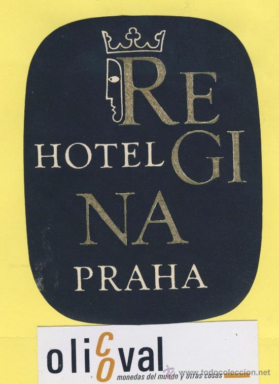 Etiquetas antiguas: ETIQUETA  HOTEL -Republica Checa- Checoslovaquia- HOTEL REGINA  PRAHA 103 X 85 mm
