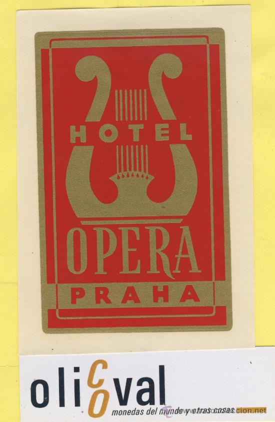Etiquetas antiguas: ETIQUETA  HOTEL -Republica Checa- Checoslovaquia- HOTEL OPERA PRAHA 75 X 110 mm