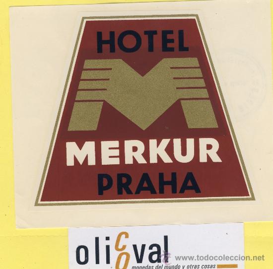 Etiquetas antiguas: ETIQUETA  HOTEL -Republica Checa- Checoslovaquia- HOTEL MERKUR PRAHA 120 X 100 mm