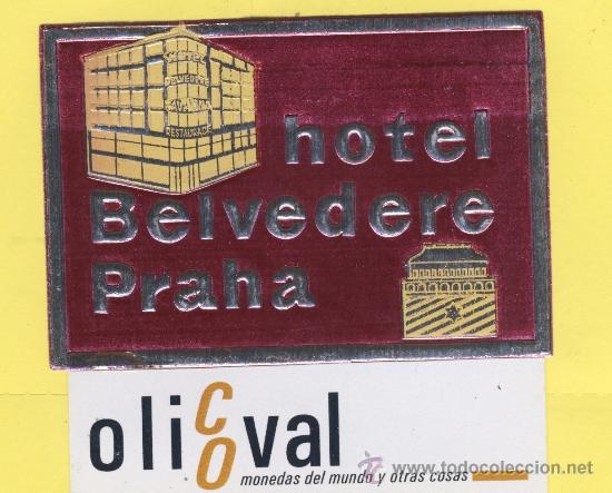Etiquetas antiguas: ETIQUETA  HOTEL -Republica Checa- Checoslovaquia-HOTEL BELVEDERE  PRAHA  85 X 60 mm