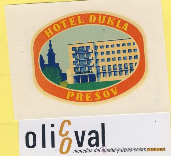 Etiquetas antiguas: ETIQUETA  HOTEL -Republica Checa- Checoslovaquia-HOTEL DURLA PRESOV 85 X 60 mm